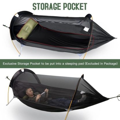 Outdoor Play |  Camping Hammock Tent with Mosquito Net and Rain Fly, 1 Person Backpacking Bivvy Ground Tent with Tree Strap 440lbs Outdoor Play Outdoor Play