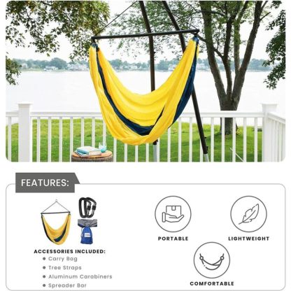 Outdoor Play |  Ceara Patio Hammock Swing Chair With Carrying Pouch Portable Outdoor Hammock Tree Swing Seat For Travel Camping – 55 x 39 inch Outdoor Play Creame Blue/Flame Blue/Mercury Blue/Yellow Blue