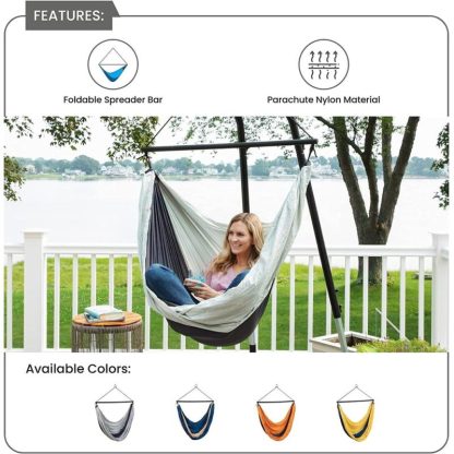 Outdoor Play |  Ceara Patio Hammock Swing Chair With Carrying Pouch Portable Outdoor Hammock Tree Swing Seat For Travel Camping – 55 x 39 inch Outdoor Play Creame Blue/Flame Blue/Mercury Blue/Yellow Blue