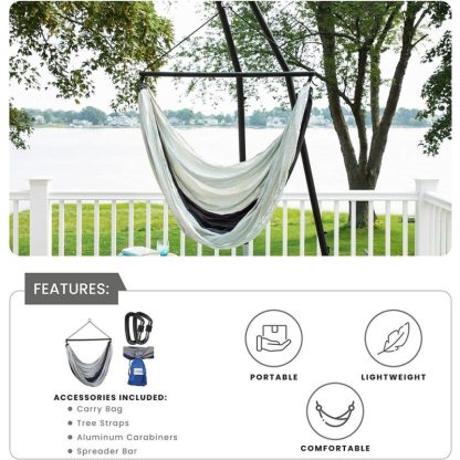 Outdoor Play |  Ceara Patio Hammock Swing Chair With Carrying Pouch Portable Outdoor Hammock Tree Swing Seat For Travel Camping – 55 x 39 inch Outdoor Play Creame Blue/Flame Blue/Mercury Blue/Yellow Blue