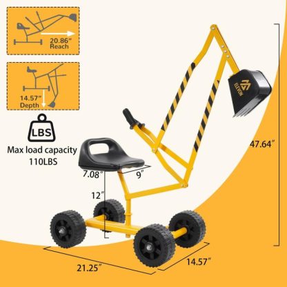 Outdoor Play |  Elevon Sand Digger Kids Rolling Excavator Ride On Toy, Outdoor Toys w/ Wheels Outdoor Play Outdoor Play