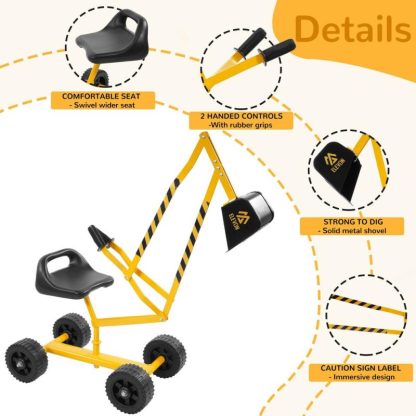 Outdoor Play |  Elevon Sand Digger Kids Rolling Excavator Ride On Toy, Outdoor Toys w/ Wheels Outdoor Play Outdoor Play