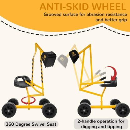 Outdoor Play |  Elevon Sand Digger Kids Rolling Excavator Ride On Toy, Outdoor Toys w/ Wheels Outdoor Play Outdoor Play