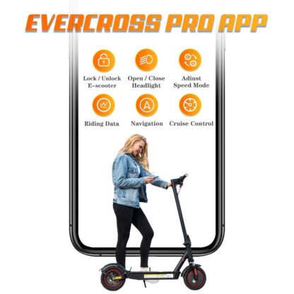 Outdoor Play |  EV10K PRO: 500W, 19 MPH, 22-mile range, lightweight, foldable, 10” Honeycomb Tires, App-Enabled Electric Scooter. Outdoor Play Black