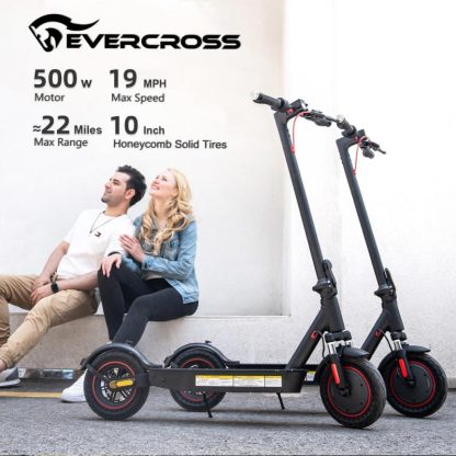 Outdoor Play |  EV10K PRO: 500W, 19 MPH, 22-mile range, lightweight, foldable, 10” Honeycomb Tires, App-Enabled Electric Scooter. Outdoor Play Black