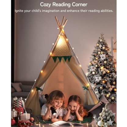 Outdoor Play |  Foldable Portable Teepee Tent for Kids with Padded Mat & Light String Outdoor Play Outdoor Play