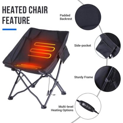 Outdoor Play |  Heated Camping Chair, Camping Chair Heated Folding Chair, Portable w/Carry Bag and Shoulder Strap, Power Bank Included Outdoor Play Outdoor Play