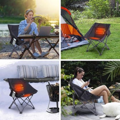 Outdoor Play |  Heated Camping Chair, Camping Chair Heated Folding Chair, Portable w/Carry Bag and Shoulder Strap, Power Bank Included Outdoor Play Outdoor Play