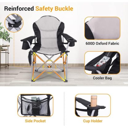 Outdoor Play |  Heated Camping Chair, Folding Chair Camping Heated Chair, Adjustable Chair Back, Cooler Bag, Cup Holder and Zippered Holder Outdoor Play Outdoor Play