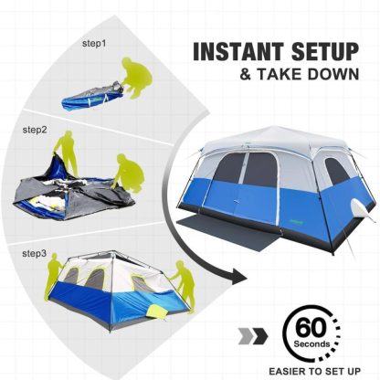 Outdoor Play |  Instant Cabin Tent, 8 Person Camping Tent Setup in 60 Seconds with Rainfly & Windproof Tent with Carry Bag for Family Camping Outdoor Play Outdoor Play