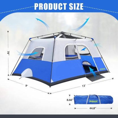 Outdoor Play |  Instant Cabin Tent, 8 Person Camping Tent Setup in 60 Seconds with Rainfly & Windproof Tent with Carry Bag for Family Camping Outdoor Play Outdoor Play