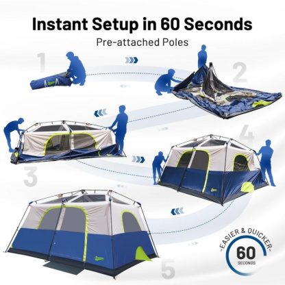 Outdoor Play |  Instant Cabin Tent, 8 Person Camping Tent Setup in 60 Seconds with Rainfly & Windproof Tent with Carry Bag for Family Camping Outdoor Play Outdoor Play