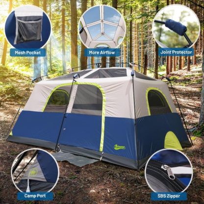 Outdoor Play |  Instant Cabin Tent, 8 Person Camping Tent Setup in 60 Seconds with Rainfly & Windproof Tent with Carry Bag for Family Camping Outdoor Play Outdoor Play