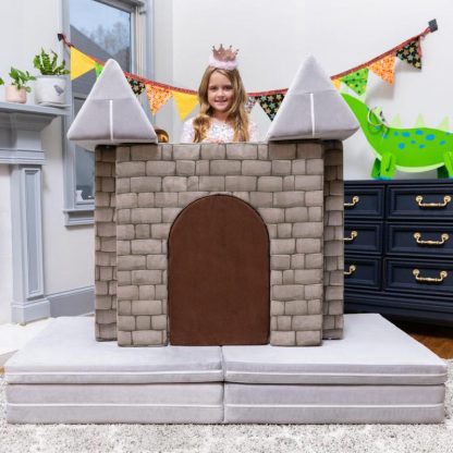 Outdoor Play |  Jaxx Zipline Playscape Castle Gate – Playtime Modular Furniture for Imaginative Kids – Prints, Stone/Chocolate – 32″ x 64″ x 4″ Outdoor Play Outdoor Play