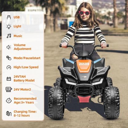 Outdoor Play |  Kids Ride on ATV, 24V Battery Powered Kids Electric Vehicle Outdoor Play Outdoor Play