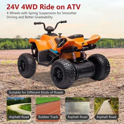 Outdoor Play |  Kids Ride on ATV, 24V Battery Powered Kids Electric Vehicle Outdoor Play Outdoor Play