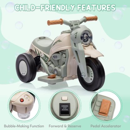 Outdoor Play |  Kids Ride on Bubble Motorcycle Outdoor Play Beige