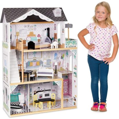 Outdoor Play |  Lil Jumbl 3-Floor Wooden Dollhouse with Elevator and 16-Piece Outdoor Play Outdoor Play