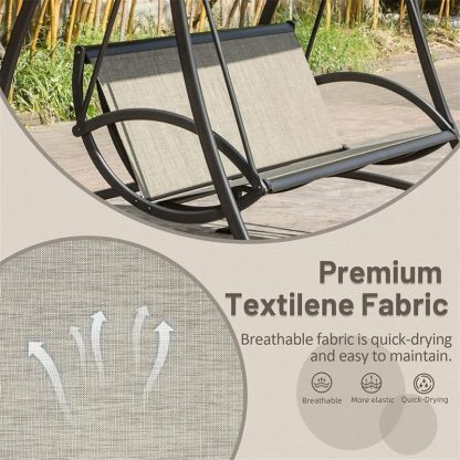 Outdoor Play |  Outdoor 3-Seat Patio Swing Chair with Durable Steel Frame and Adjustable UV-Resistant Canopy, Patio Swing Glider Outdoor Play Outdoor Play