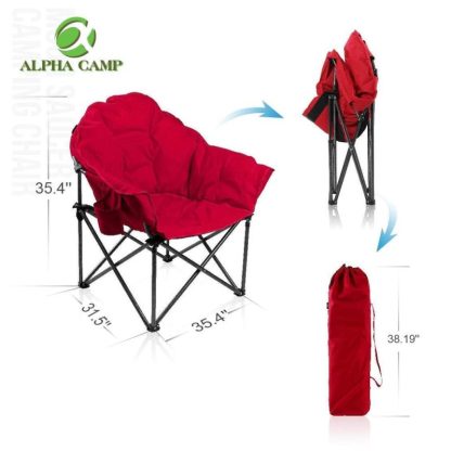 Outdoor Play |  Oversized Camping Chairs Padded Moon Round Chair Saucer Recliner with Folding Cup Holder and Carry Bag Outdoor Play Outdoor Play