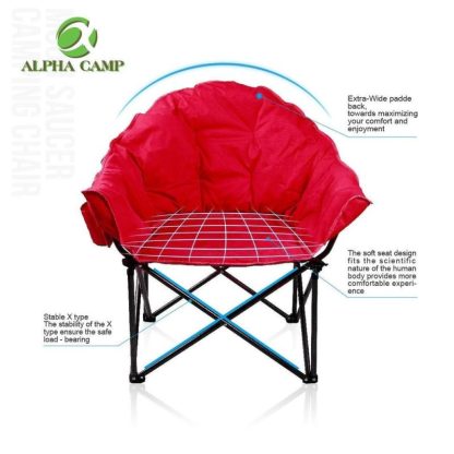 Outdoor Play |  Oversized Camping Chairs Padded Moon Round Chair Saucer Recliner with Folding Cup Holder and Carry Bag Outdoor Play Outdoor Play