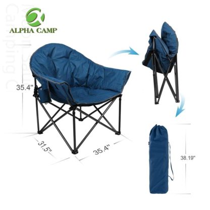 Outdoor Play |  Oversized Camping Chairs Padded Moon Round Chair Saucer Recliner with Folding Cup Holder and Carry Bag Outdoor Play Outdoor Play