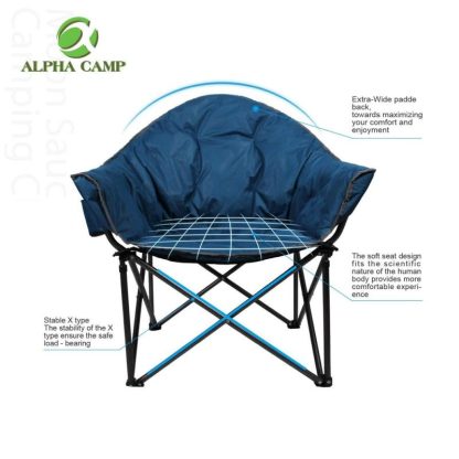 Outdoor Play |  Oversized Camping Chairs Padded Moon Round Chair Saucer Recliner with Folding Cup Holder and Carry Bag Outdoor Play Outdoor Play