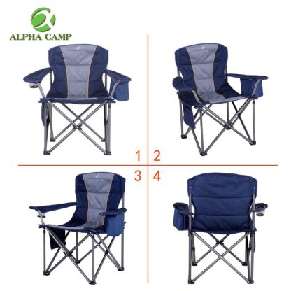 Outdoor Play |  Oversized Camping Folding Chair Heavy Duty Support 450 LBS Steel Frame Collapsible Padded Arm Chair with Cup Holder Outdoor Play Outdoor Play