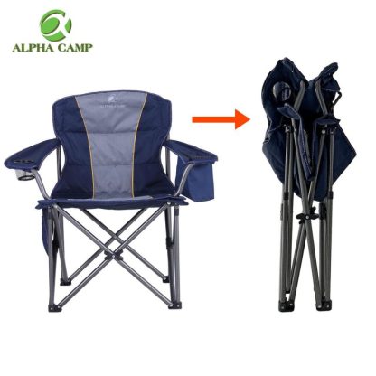 Outdoor Play |  Oversized Camping Folding Chair Heavy Duty Support 450 LBS Steel Frame Collapsible Padded Arm Chair with Cup Holder Outdoor Play Outdoor Play