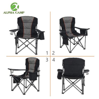 Outdoor Play |  Oversized Camping Folding Chair Heavy Duty Support 450 LBS Steel Frame Collapsible Padded Arm Chair with Cup Holder Outdoor Play Outdoor Play