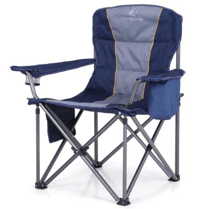 Outdoor Play |  Oversized Camping Folding Chair Heavy Duty Support 450 LBS Steel Frame Collapsible Padded Arm Chair with Cup Holder Outdoor Play Outdoor Play