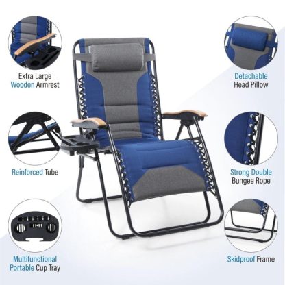 Outdoor Play |  Padded Zero Gravity Chair Oversize Lounge Chair with Free Cup Holder Outdoor Play Baby Blue/Blue/Grey/Black