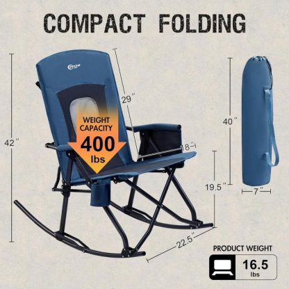 Outdoor Play |  Portable Outdoor Rocker with High Back Hard Armrests Carry Bag Outdoor Play Outdoor Play