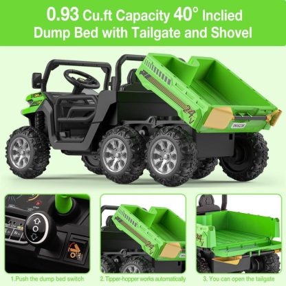 Outdoor Play |  Ride On Dump Truck, Kids Ride On Car Upgrade 6 Wheels with Remote Outdoor Play Outdoor Play