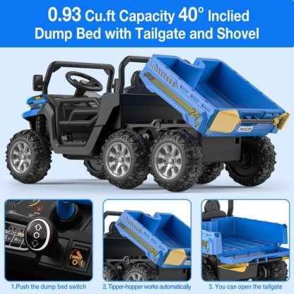 Outdoor Play |  Ride On Dump Truck, Kids Ride On Car Upgrade 6 Wheels with Remote Outdoor Play Outdoor Play