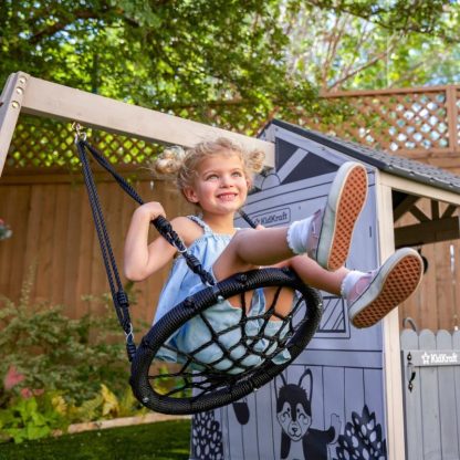 Outdoor Play |  Savannah Swing Wooden Outdoor Playhouse with Web Swing and Play Kitchen Outdoor Play Outdoor Play