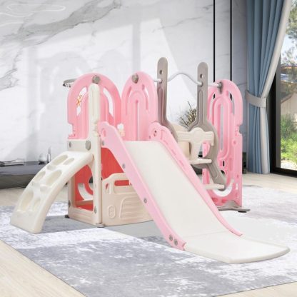 Outdoor Play |  Toddler Slide and Swing Set 5 in 1 Outdoor Play Blue/Blue 1/Grey/Pink