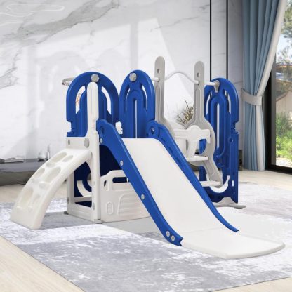 Outdoor Play |  Toddler Slide and Swing Set 5 in 1 Outdoor Play Blue/Blue 1/Grey/Pink