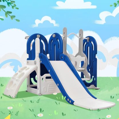 Outdoor Play |  Toddler Slide and Swing Set 5 in 1 Outdoor Play Blue/Blue 1/Grey/Pink