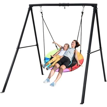 Outdoor Play |  Trekassy 440lbs Swing Set with 40 Inch Saucer Tree Swing and A-Frame Metal Swing Stand (Multicolor) Outdoor Play Outdoor Play