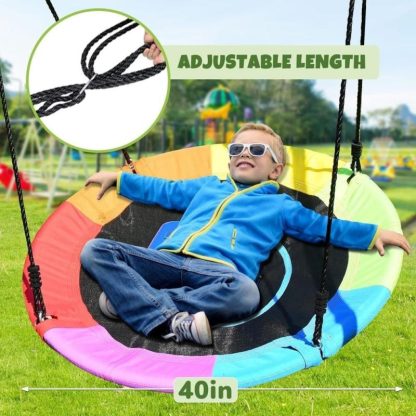 Outdoor Play |  Trekassy 440lbs Swing Set with 40 Inch Saucer Tree Swing and A-Frame Metal Swing Stand (Multicolor) Outdoor Play Outdoor Play