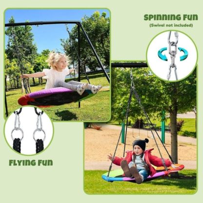 Outdoor Play |  Trekassy 440lbs Swing Set with 40 Inch Saucer Tree Swing and A-Frame Metal Swing Stand (Multicolor) Outdoor Play Outdoor Play