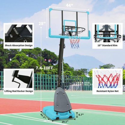 Outdoor Play |  Use For Outdoor Height Adjustable 7.5 To 10Ft Basketball Hoop 44 Inch Backboard Outdoor Play Outdoor Play