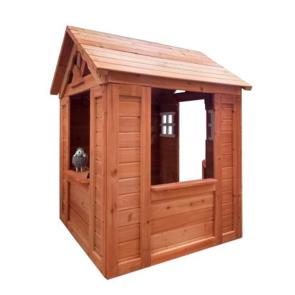 Outdoor Play |  Wooden Kids Playhouse with 2 Windows and Flowerpot Holder Outdoor Play Outdoor Play