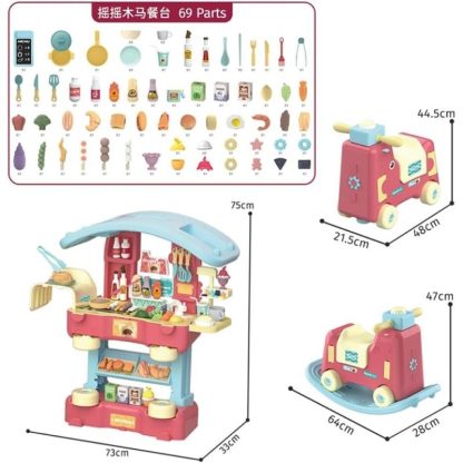 Outdoor Playhouses |  3 in 1 Kitchen Playset 68 PCS Realistic Cooking Sounds, Running Water Outdoor Playhouses Outdoor Playhouses