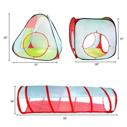 Outdoor Playhouses |  4-Piece Kids Pop-Up Tent, Cube, and Tunnel Set by – Multicolor Outdoor Playhouses Outdoor Playhouses