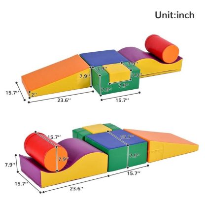 Outdoor Playhouses |  6 in 1 Soft Climb and Crawl Foam Playset , Soft Play Equipment Climb and Crawl Playground Outdoor Playhouses Outdoor Playhouses