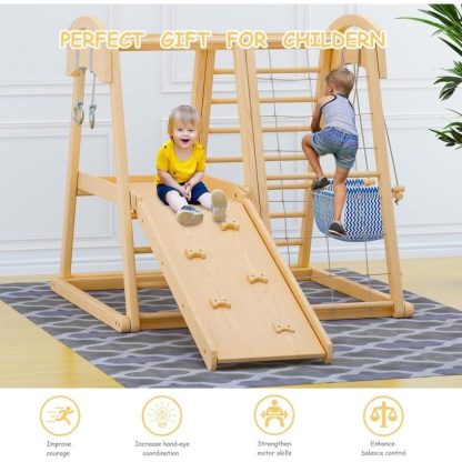 Outdoor Playhouses |  8-in-1 Indoor Playground – Jungle Gym Montessori Playset Outdoor Playhouses Outdoor Playhouses