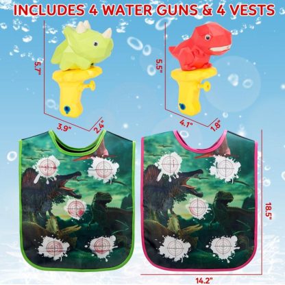 Outdoor Playhouses |  8-Piece Outdoor Dinosaur Squirt Guns Set – Super Water Blaster Soakers with Water-Activated Vests for Kids Outdoor Playhouses Outdoor Playhouses