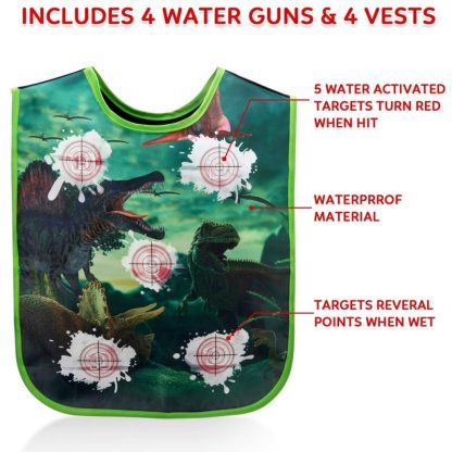 Outdoor Playhouses |  8-Piece Outdoor Dinosaur Squirt Guns Set – Super Water Blaster Soakers with Water-Activated Vests for Kids Outdoor Playhouses Outdoor Playhouses